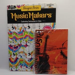 Music Makers 8x10 Coloring Book and 5x7 Music Theme Notebook Set